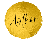 Author written on gold paint circle