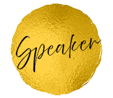 Speaker written on gold paint circle